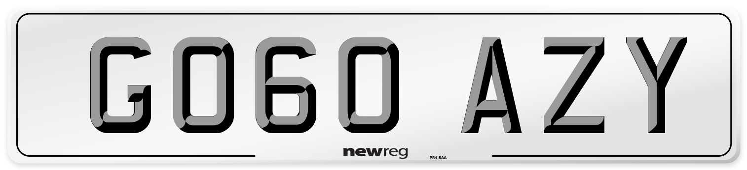GO60 AZY Number Plate from New Reg